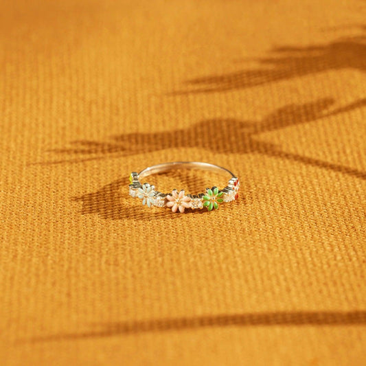 Flower Shape 925 Sterling Silver Zircon Ring Carauana Store