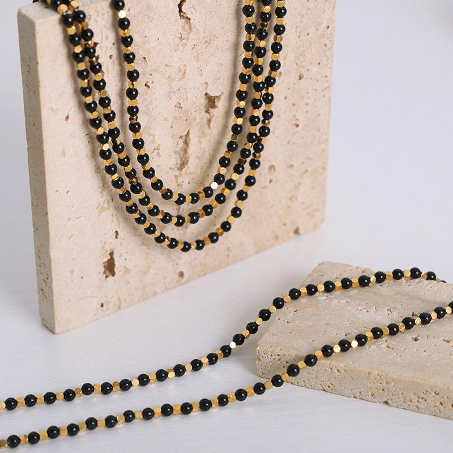 Agate Beaded Titanium Steel Necklace Carauana Store