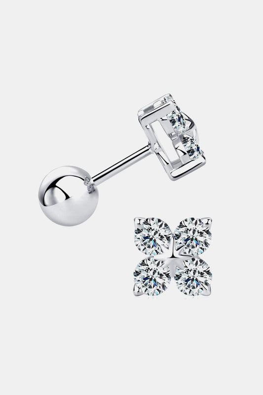 Moissanite 925 Sterling Silver Four-Leaf Clover Shape Earrings Carauana Store