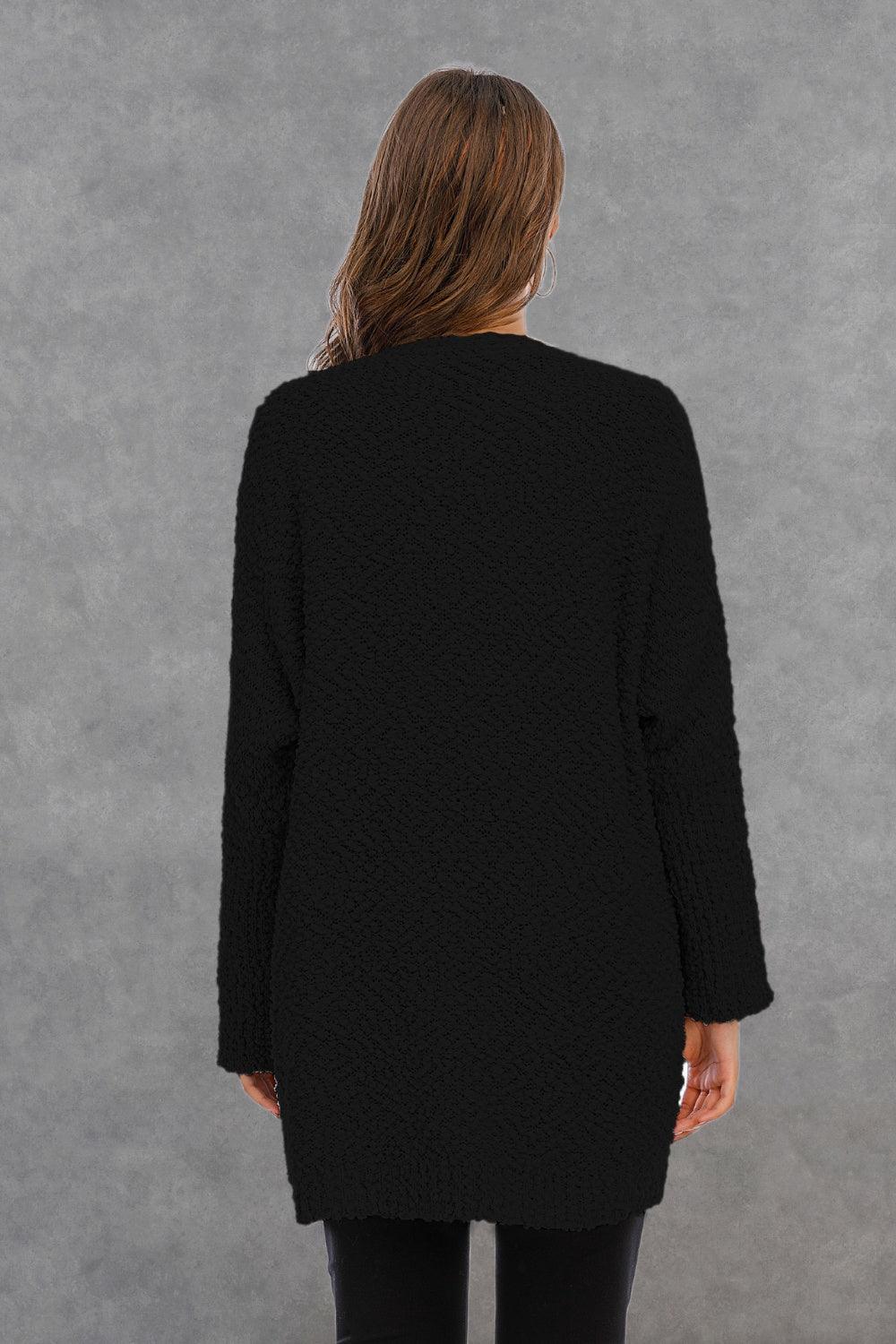 Angel Wings Pocketed Open Front Long Sleeve Cardigan Carauana Store