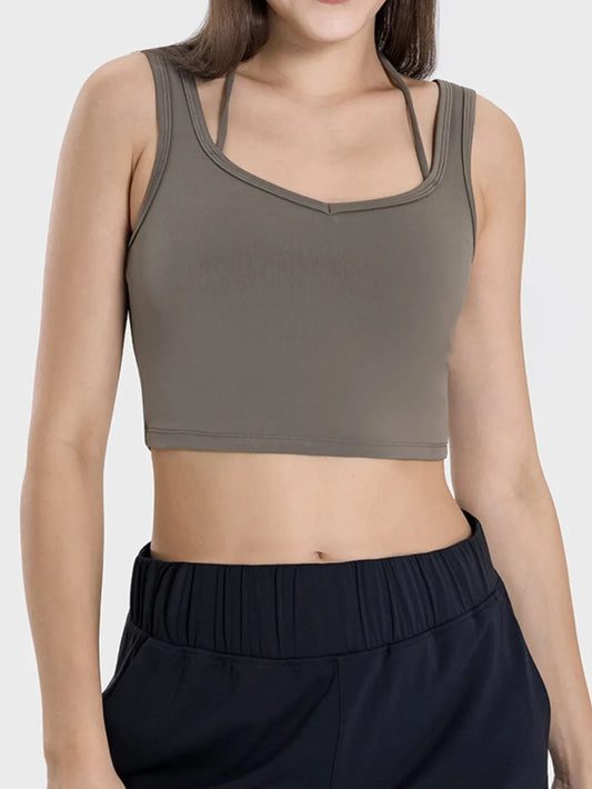 Millennia Crisscross Square Neck Active Tank Carauana Store