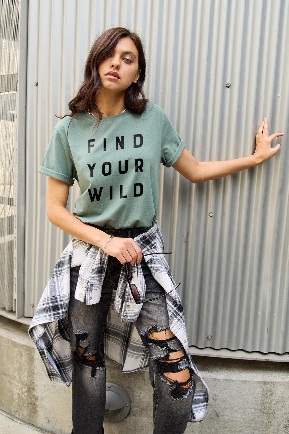 Simply Love Full Size FIND YOUR WILD Short Sleeve T-Shirt Carauana Store