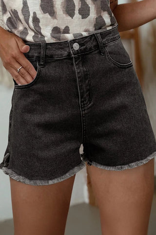 Raw Hem High Waist Denim Shorts