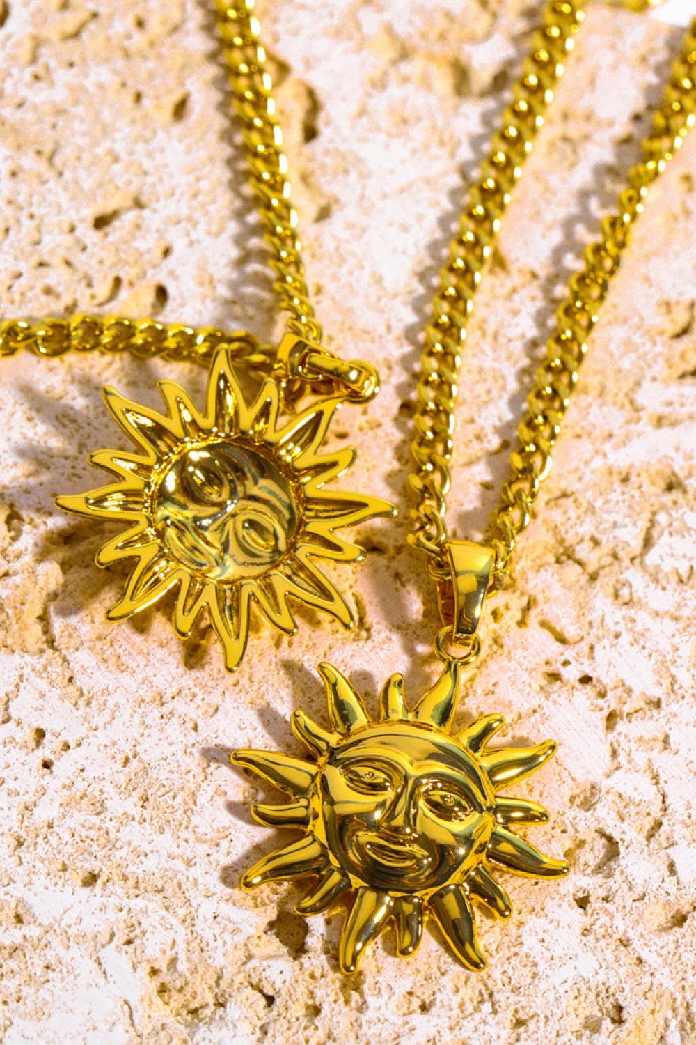 Sun Pendant Copper Necklace Carauana Store