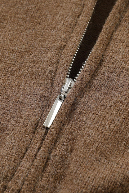 Zip Front Long Sleeve Cardigan Carauana Store