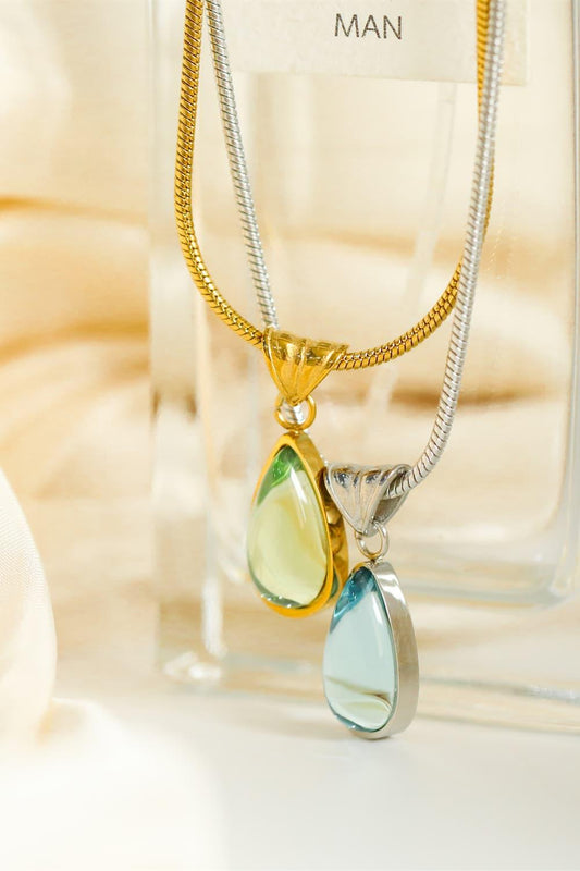 Teardrop Shape Titanium Steel Pendant Necklace Carauana Store