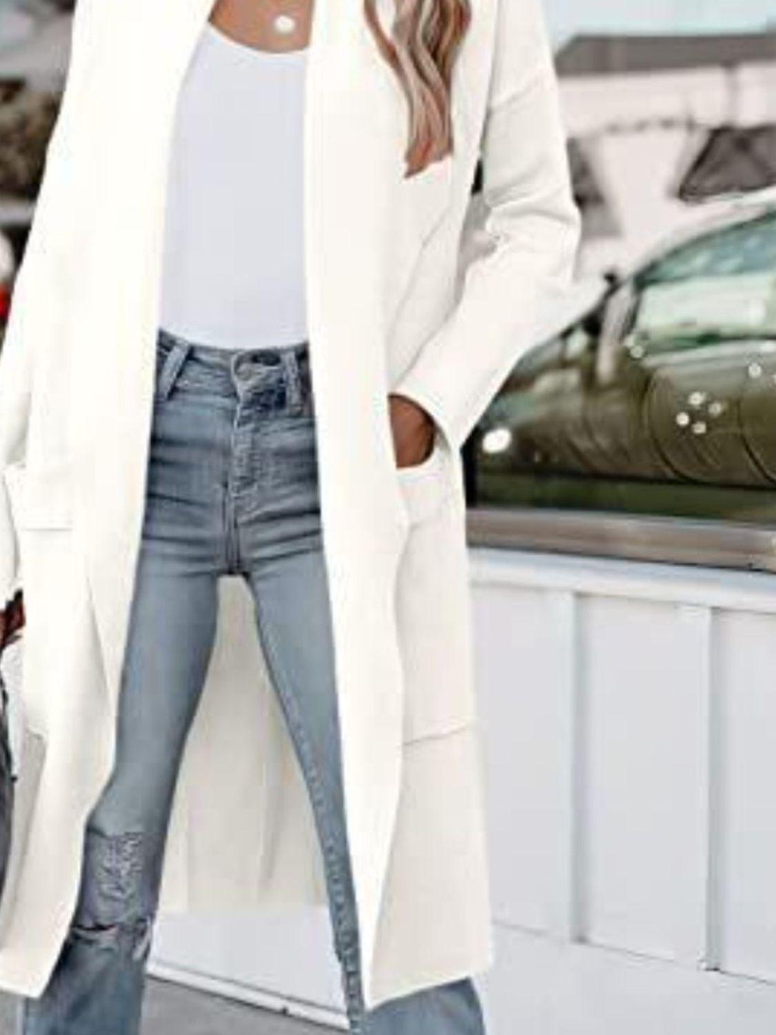 Open Front Dropped Shoulder Outerwear Carauana Store