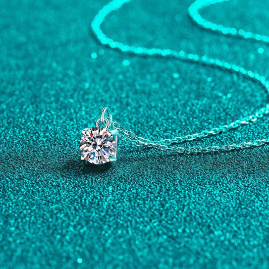 1 Carat Moissanite 925 Sterling Silver Necklace Carauana Store