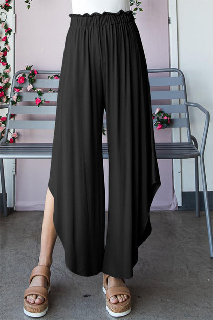 Heimish Full Size Frill Slit High Waist Wide Leg Pants Carauana Store