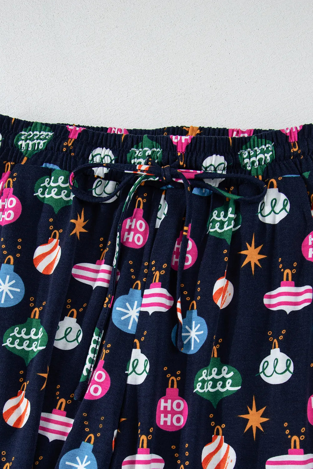 Christmas Lights Print Collared Neck Top and Pants Set Carauana Store