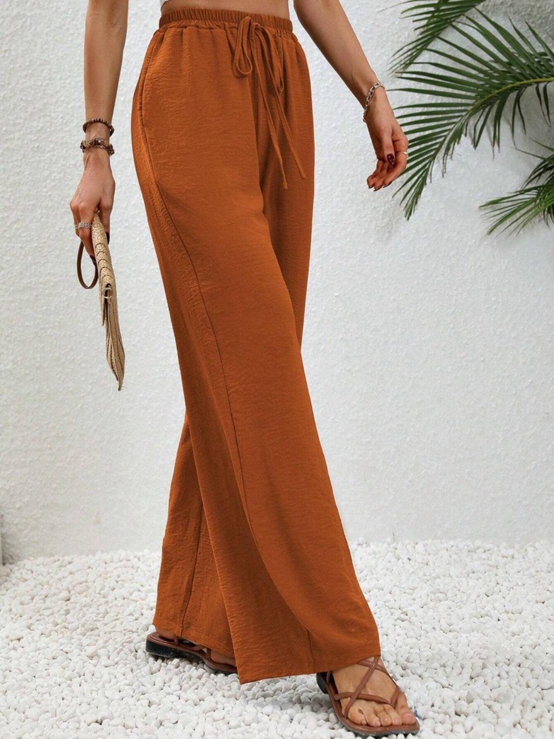 Wide Leg Drawstring Pants Carauana Store