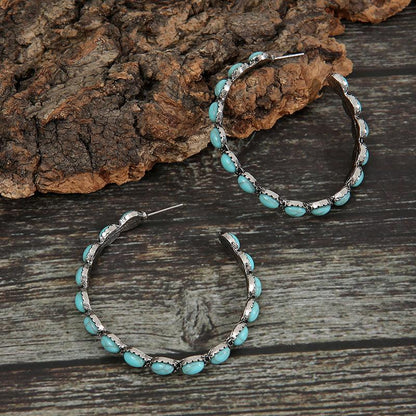 Artificial Turquoise C-Hoop Earrings Carauana Store